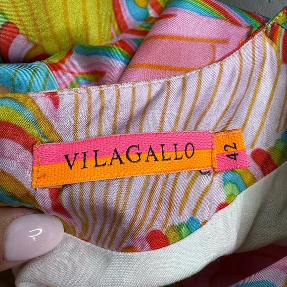 Vilagallo Multicolor Asbstract Print Silk Dress - Picture 3 of 8